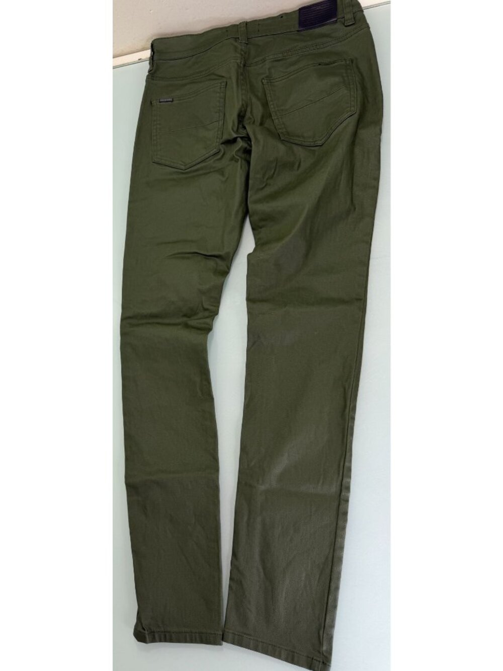 Serenede Waxed Jeans Mens 30X32 Fitted Denim Army Green Stretch Trousers
